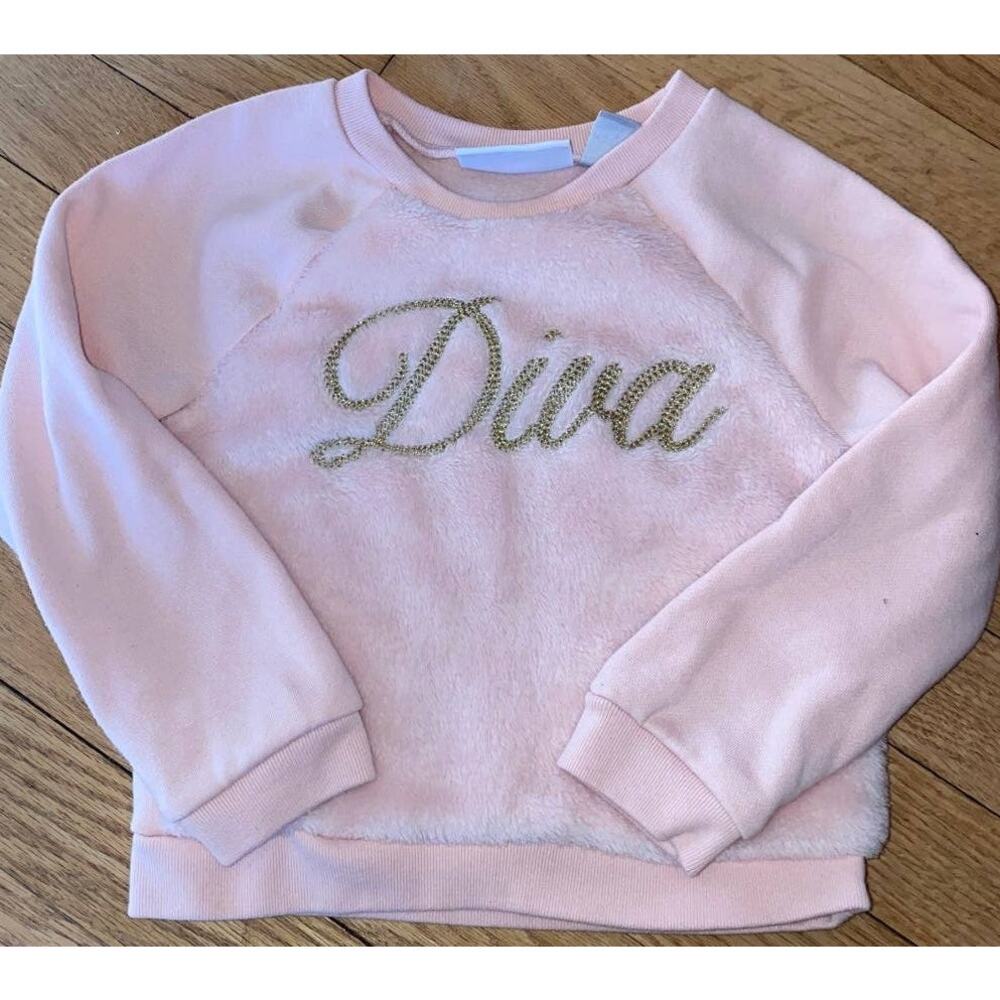 The Children’s Place Girls Pink “Diva” Plush Sweatshirt Pullover 2T